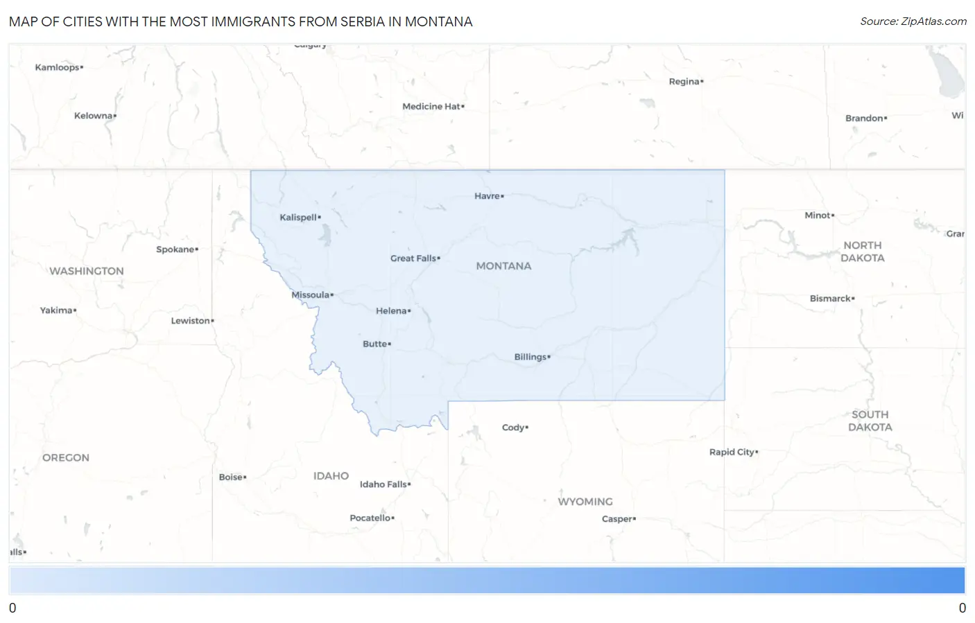 Cities with the Most Immigrants from Serbia in Montana Map