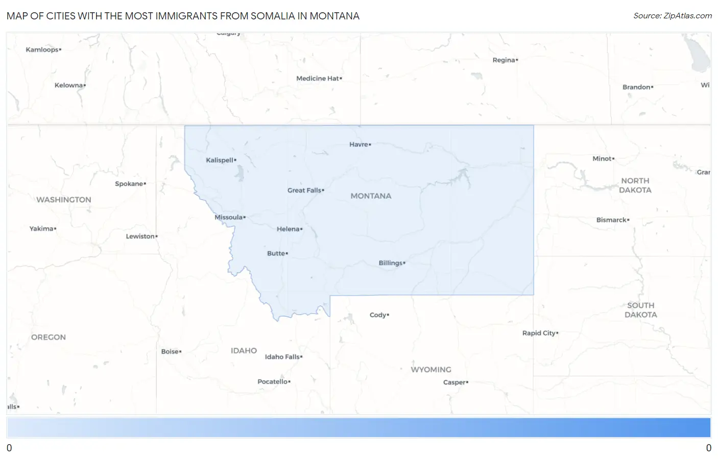 Cities with the Most Immigrants from Somalia in Montana Map