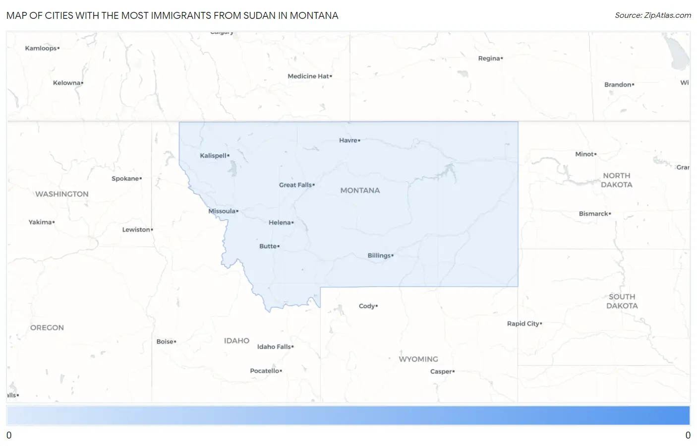 Cities with the Most Immigrants from Sudan in Montana Map