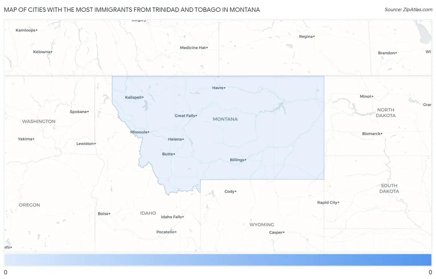 Cities with the Most Immigrants from Trinidad and Tobago in Montana Map