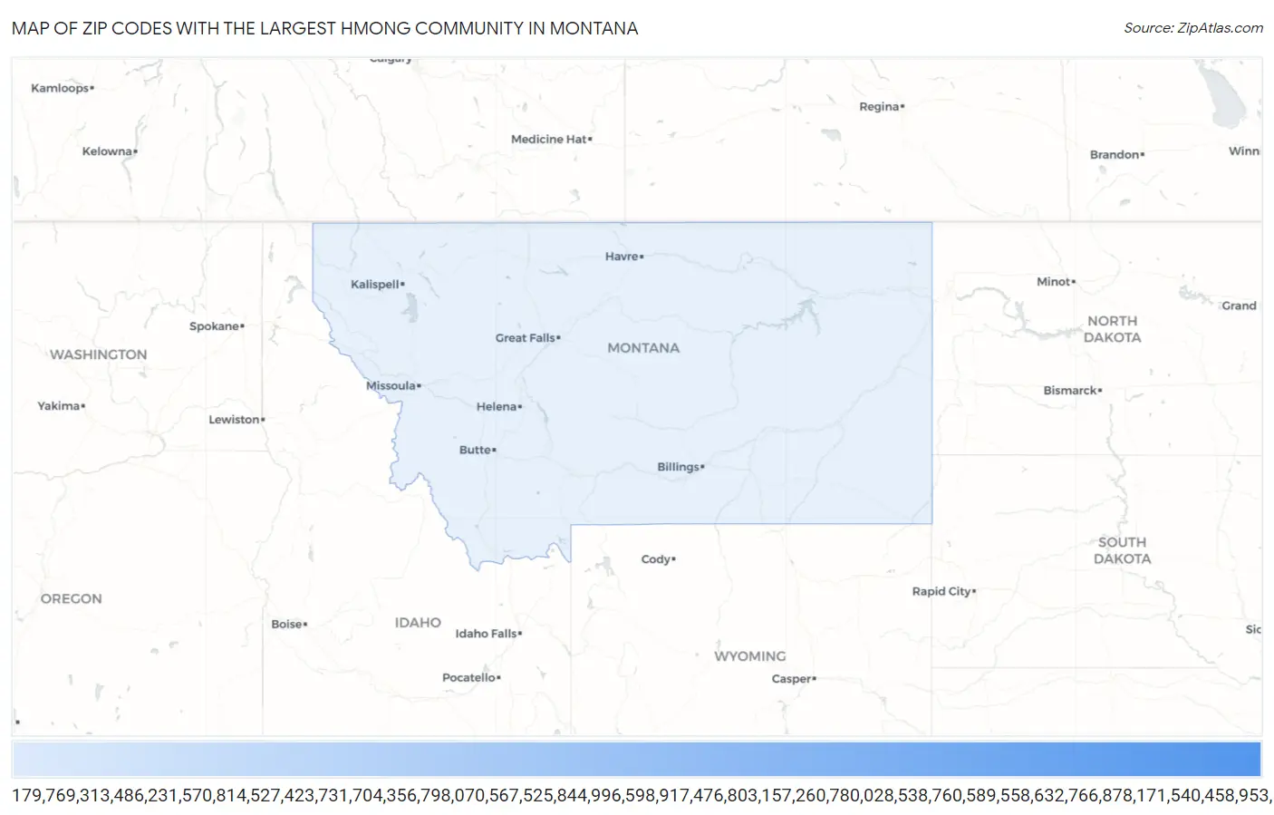 Zip Codes with the Largest Hmong Community in Montana Map