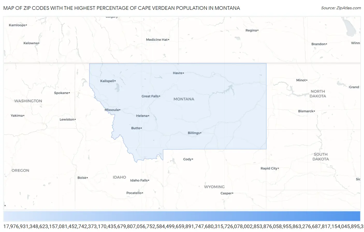 Zip Codes with the Highest Percentage of Cape Verdean Population in Montana Map