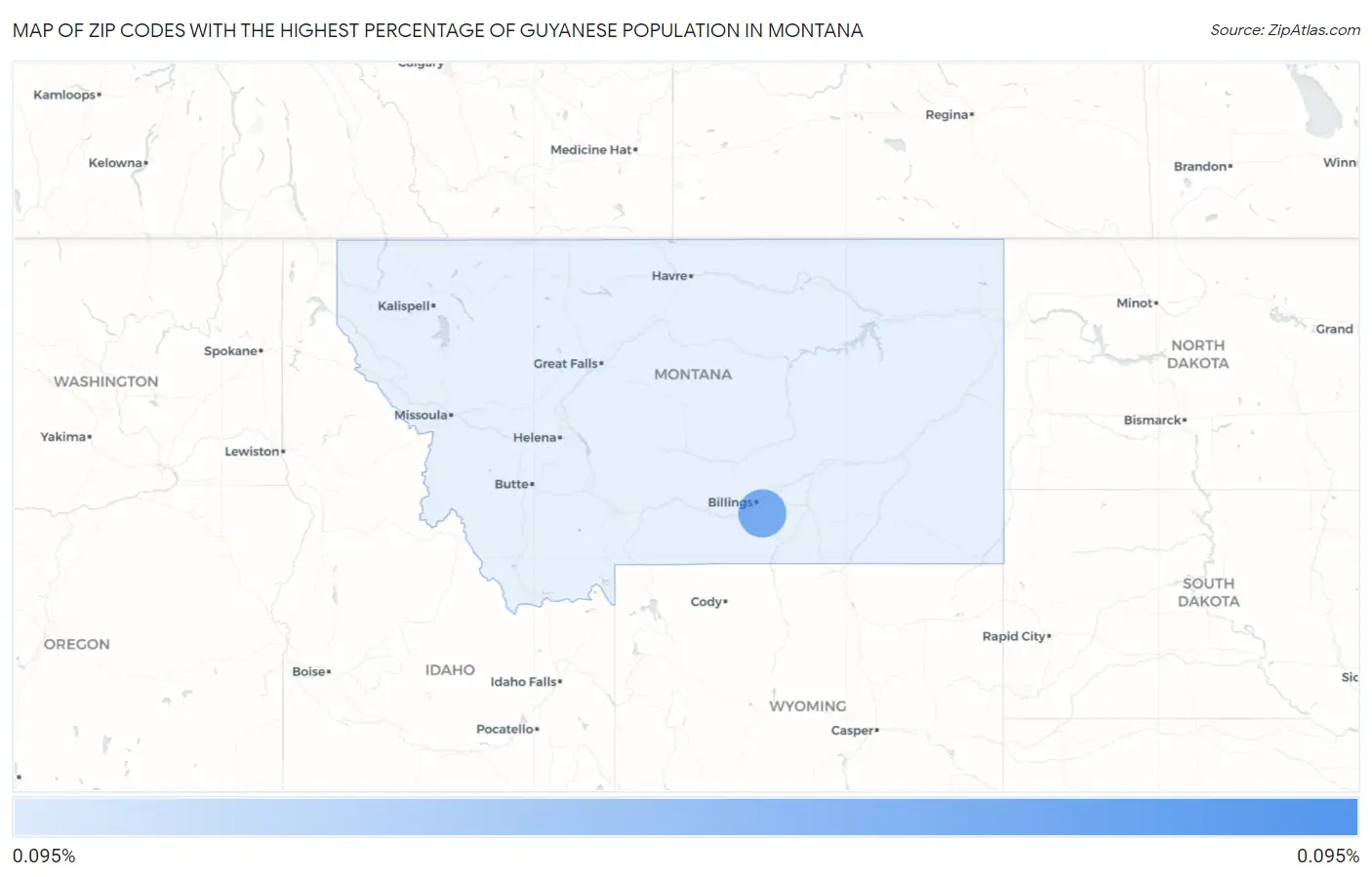 Zip Codes with the Highest Percentage of Guyanese Population in Montana Map