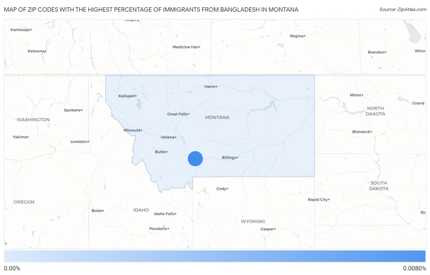 Zip Codes with the Highest Percentage of Immigrants from Bangladesh in Montana Map