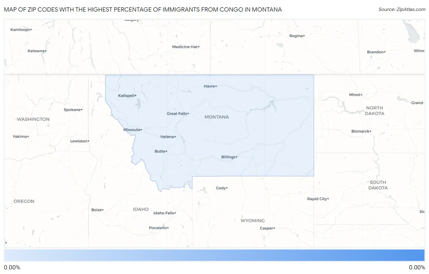 Zip Codes with the Highest Percentage of Immigrants from Congo in Montana Map