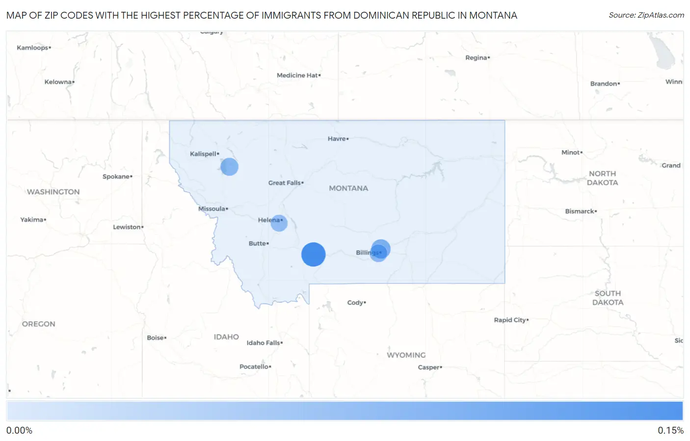 Zip Codes with the Highest Percentage of Immigrants from Dominican Republic in Montana Map