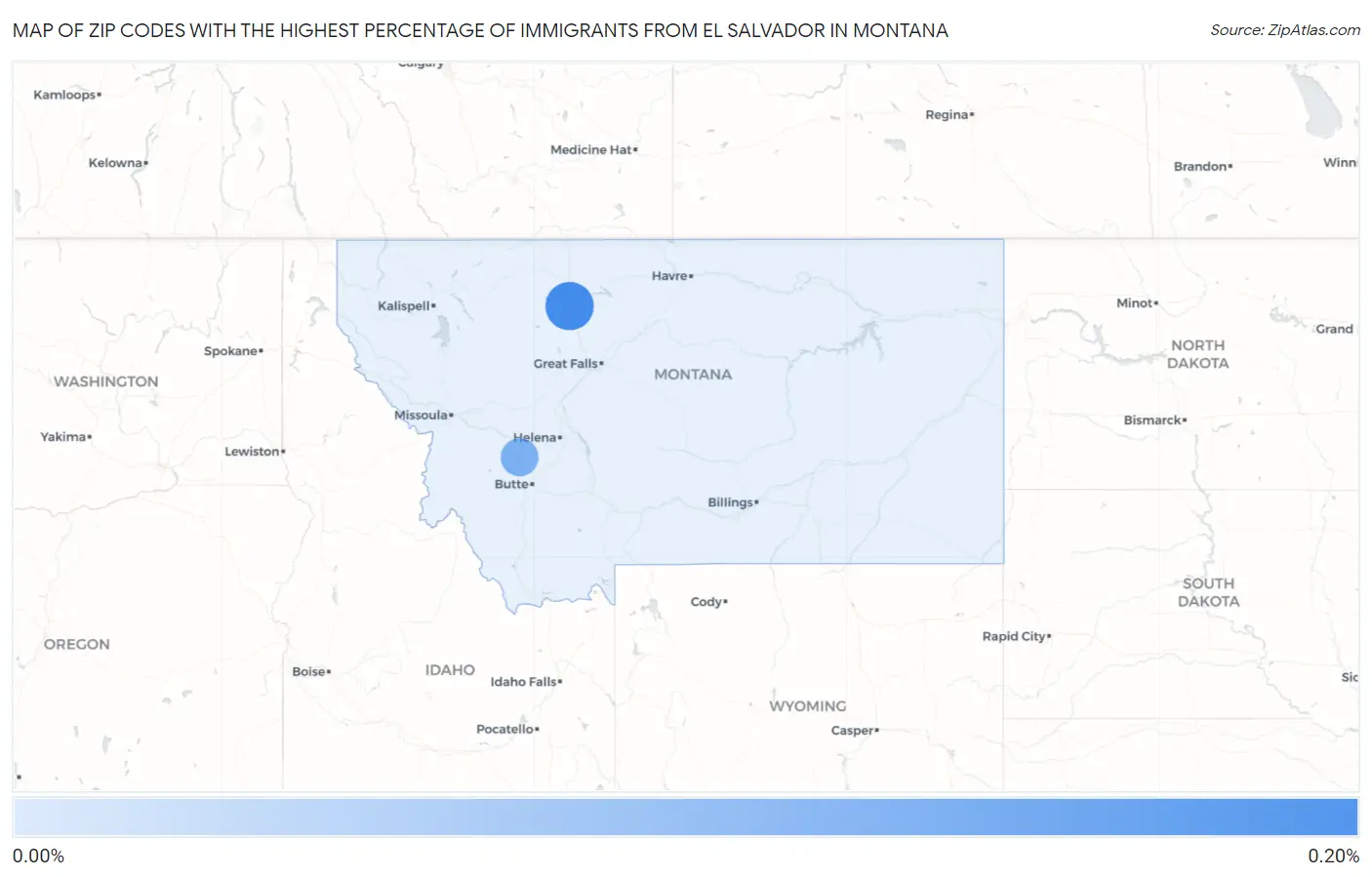 Zip Codes with the Highest Percentage of Immigrants from El Salvador in Montana Map
