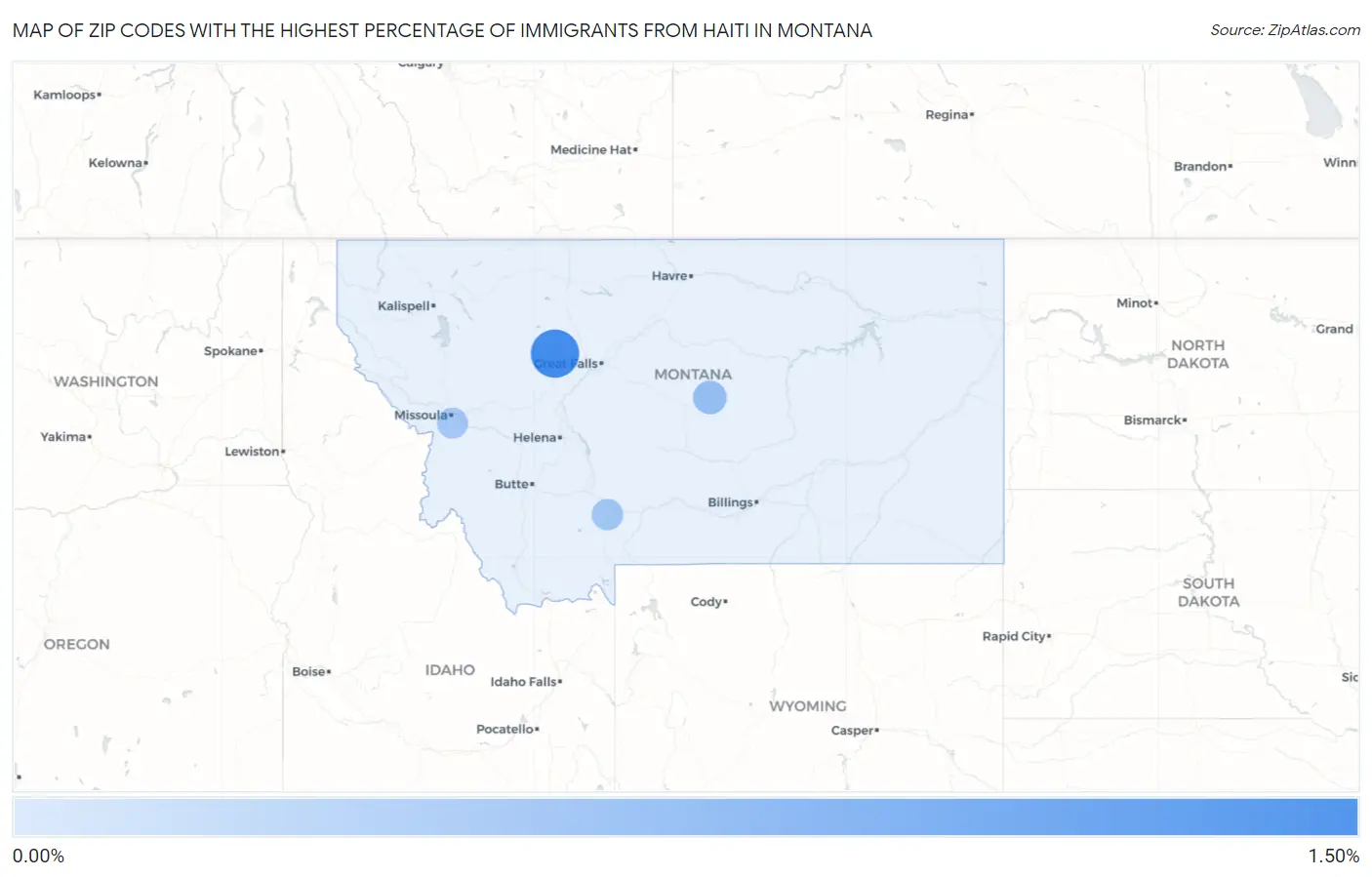 Zip Codes with the Highest Percentage of Immigrants from Haiti in Montana Map