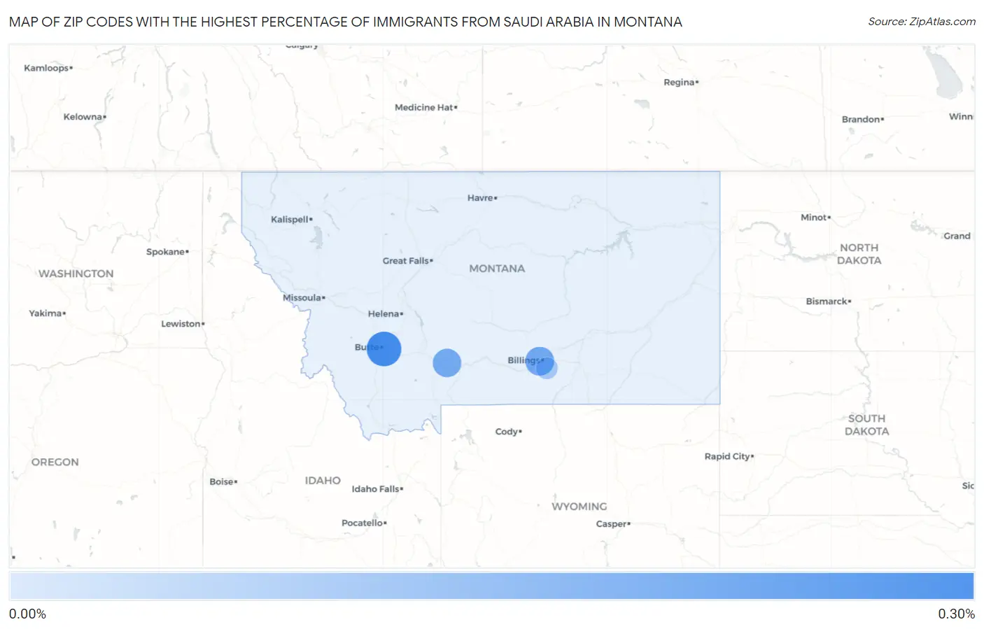 Zip Codes with the Highest Percentage of Immigrants from Saudi Arabia in Montana Map