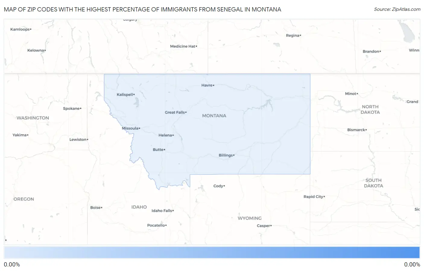 Zip Codes with the Highest Percentage of Immigrants from Senegal in Montana Map
