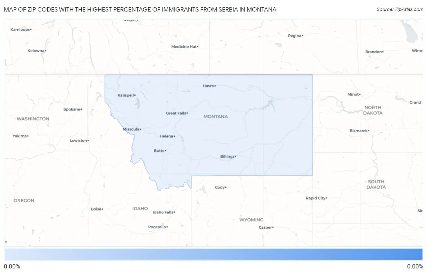 Zip Codes with the Highest Percentage of Immigrants from Serbia in Montana Map