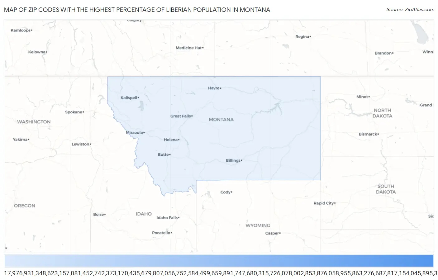 Zip Codes with the Highest Percentage of Liberian Population in Montana Map