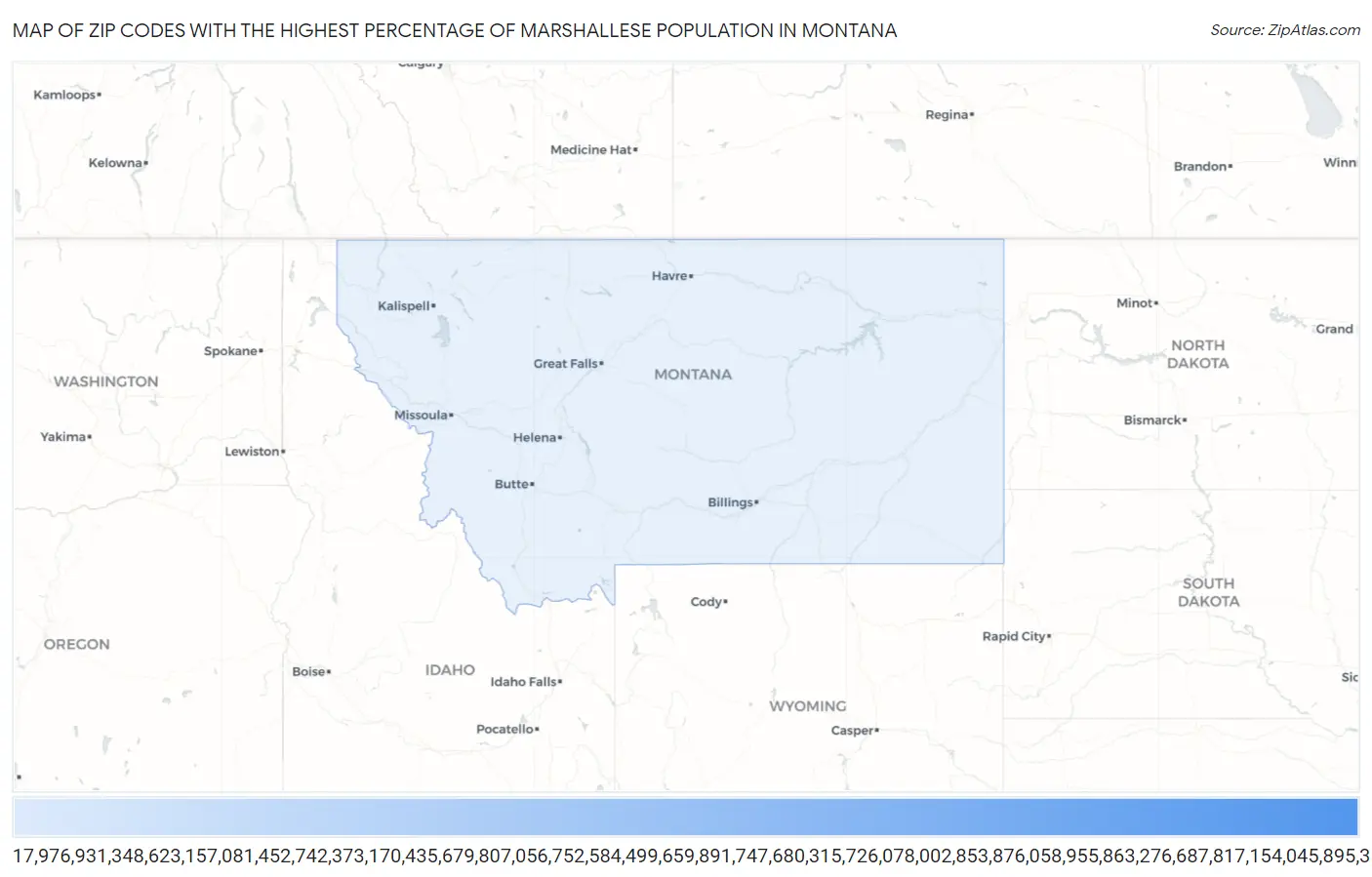 Zip Codes with the Highest Percentage of Marshallese Population in Montana Map