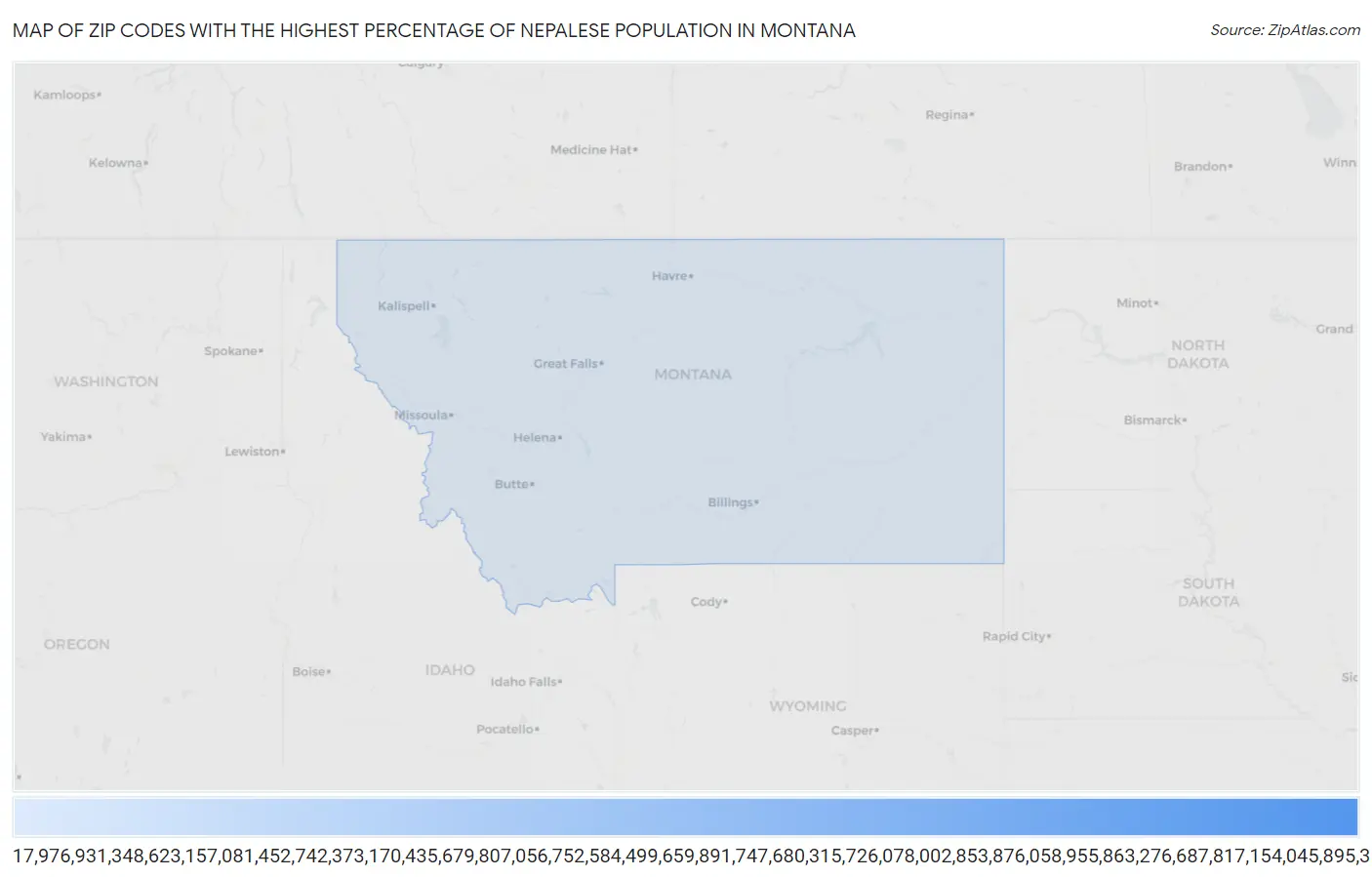 Zip Codes with the Highest Percentage of Nepalese Population in Montana Map