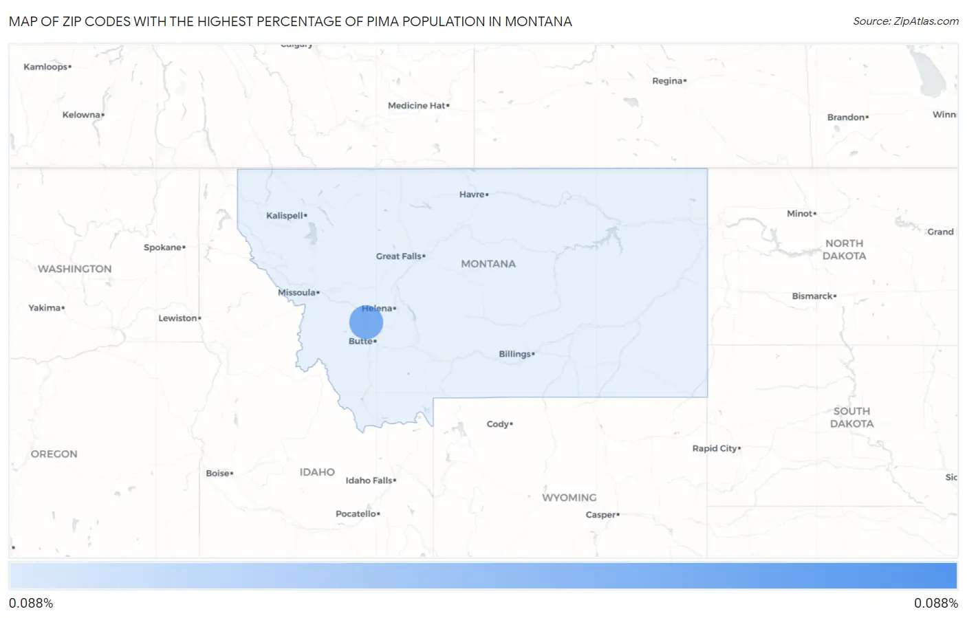 Zip Codes with the Highest Percentage of Pima Population in Montana Map