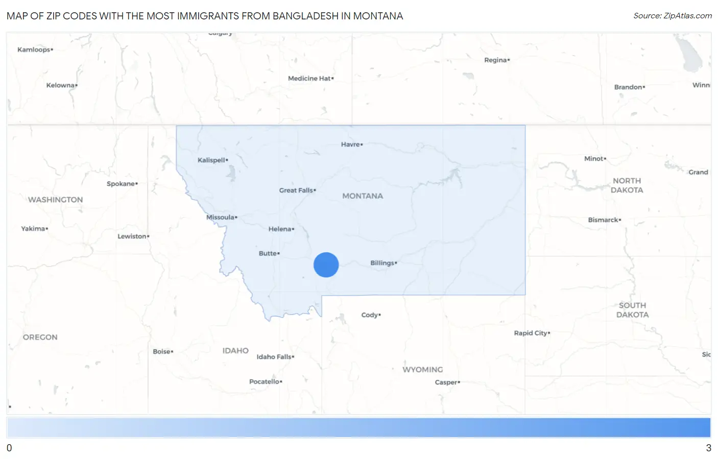 Zip Codes with the Most Immigrants from Bangladesh in Montana Map