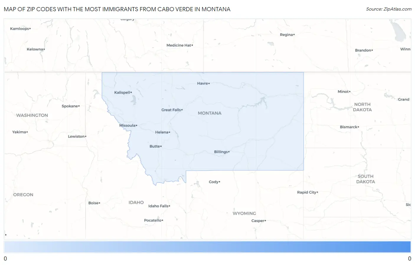 Zip Codes with the Most Immigrants from Cabo Verde in Montana Map