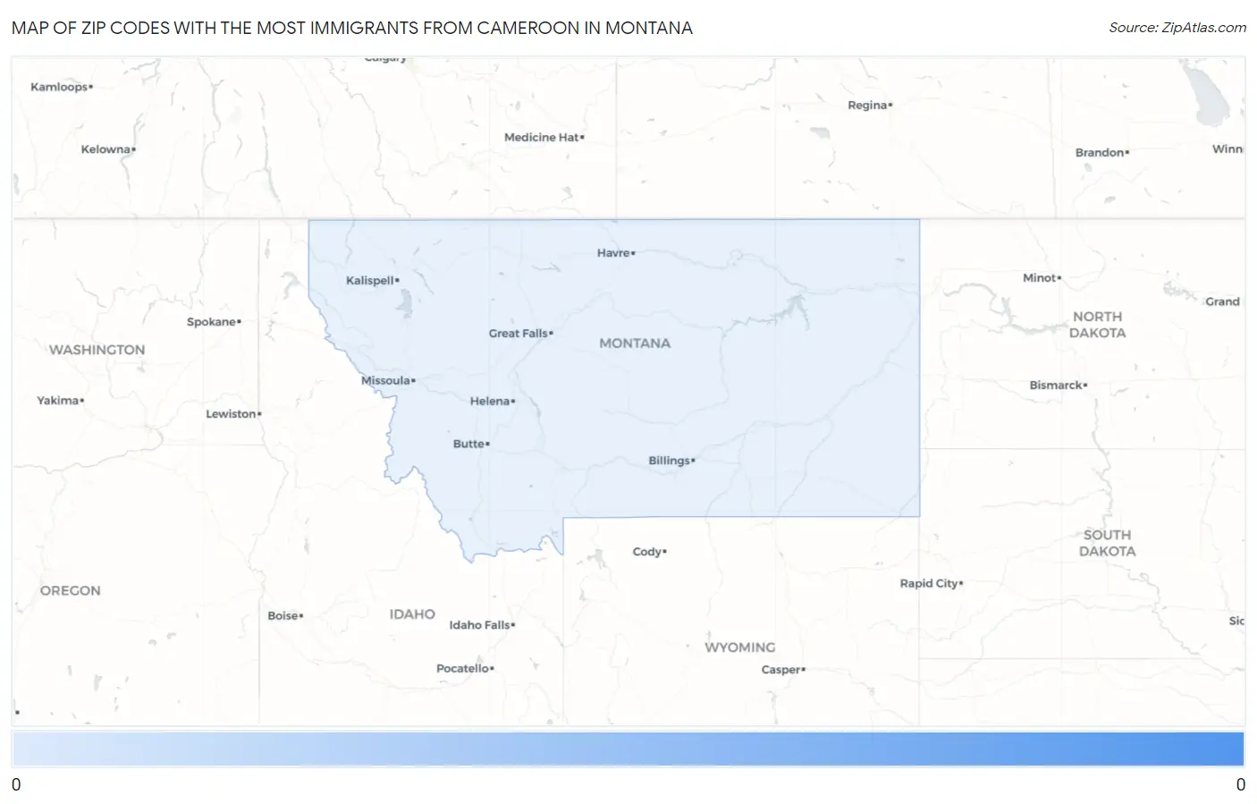 Zip Codes with the Most Immigrants from Cameroon in Montana Map