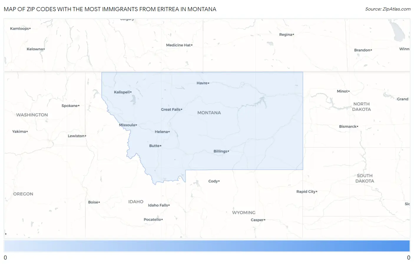 Zip Codes with the Most Immigrants from Eritrea in Montana Map