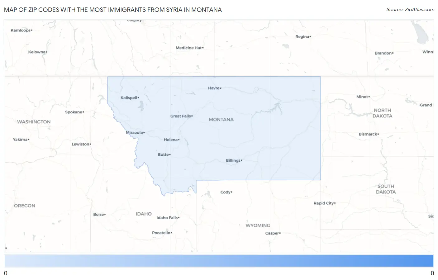 Zip Codes with the Most Immigrants from Syria in Montana Map