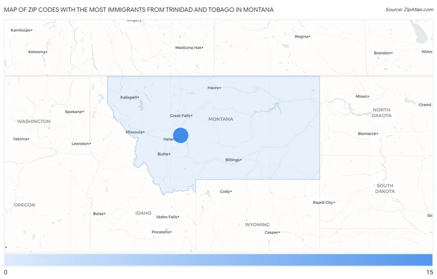 Zip Codes with the Most Immigrants from Trinidad and Tobago in Montana Map