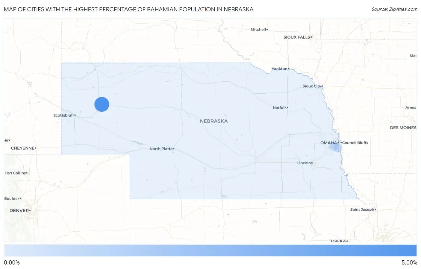 Cities with the Highest Percentage of Bahamian Population in Nebraska Map