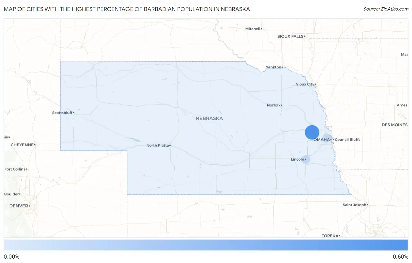 Cities with the Highest Percentage of Barbadian Population in Nebraska Map