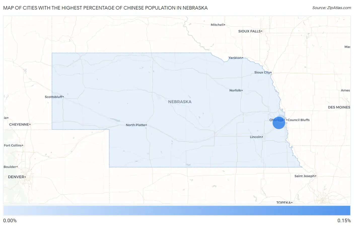 Cities with the Highest Percentage of Chinese Population in Nebraska Map