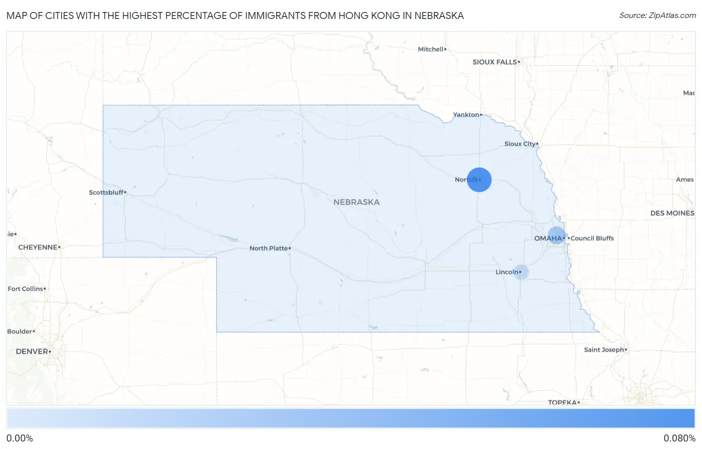 Cities with the Highest Percentage of Immigrants from Hong Kong in Nebraska Map