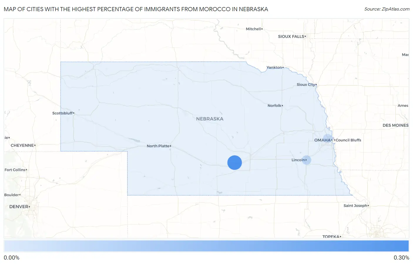 Cities with the Highest Percentage of Immigrants from Morocco in Nebraska Map