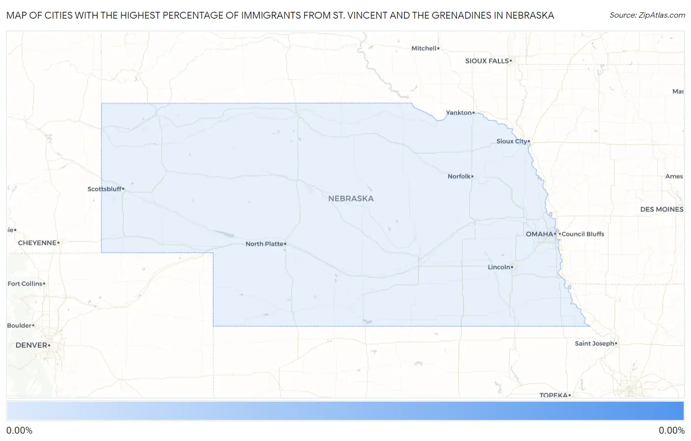 Cities with the Highest Percentage of Immigrants from St. Vincent and the Grenadines in Nebraska Map