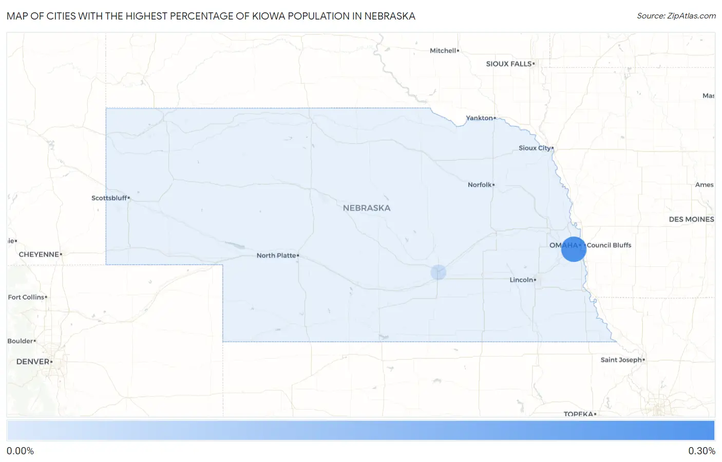 Cities with the Highest Percentage of Kiowa Population in Nebraska Map