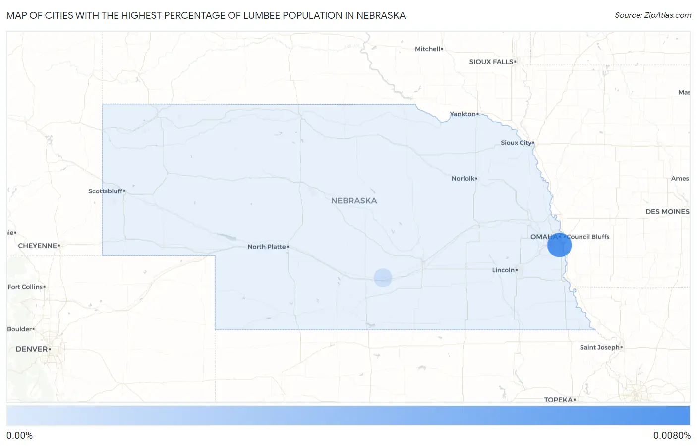 Cities with the Highest Percentage of Lumbee Population in Nebraska Map