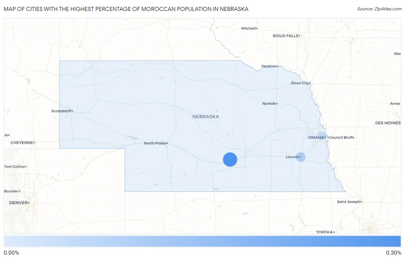 Cities with the Highest Percentage of Moroccan Population in Nebraska Map