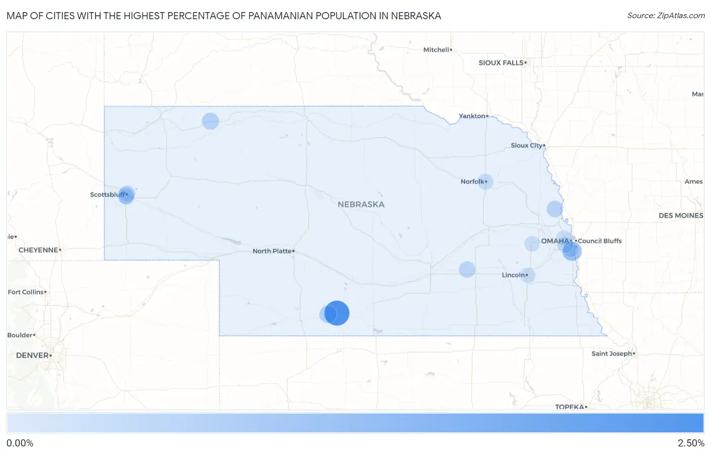 Cities with the Highest Percentage of Panamanian Population in Nebraska Map