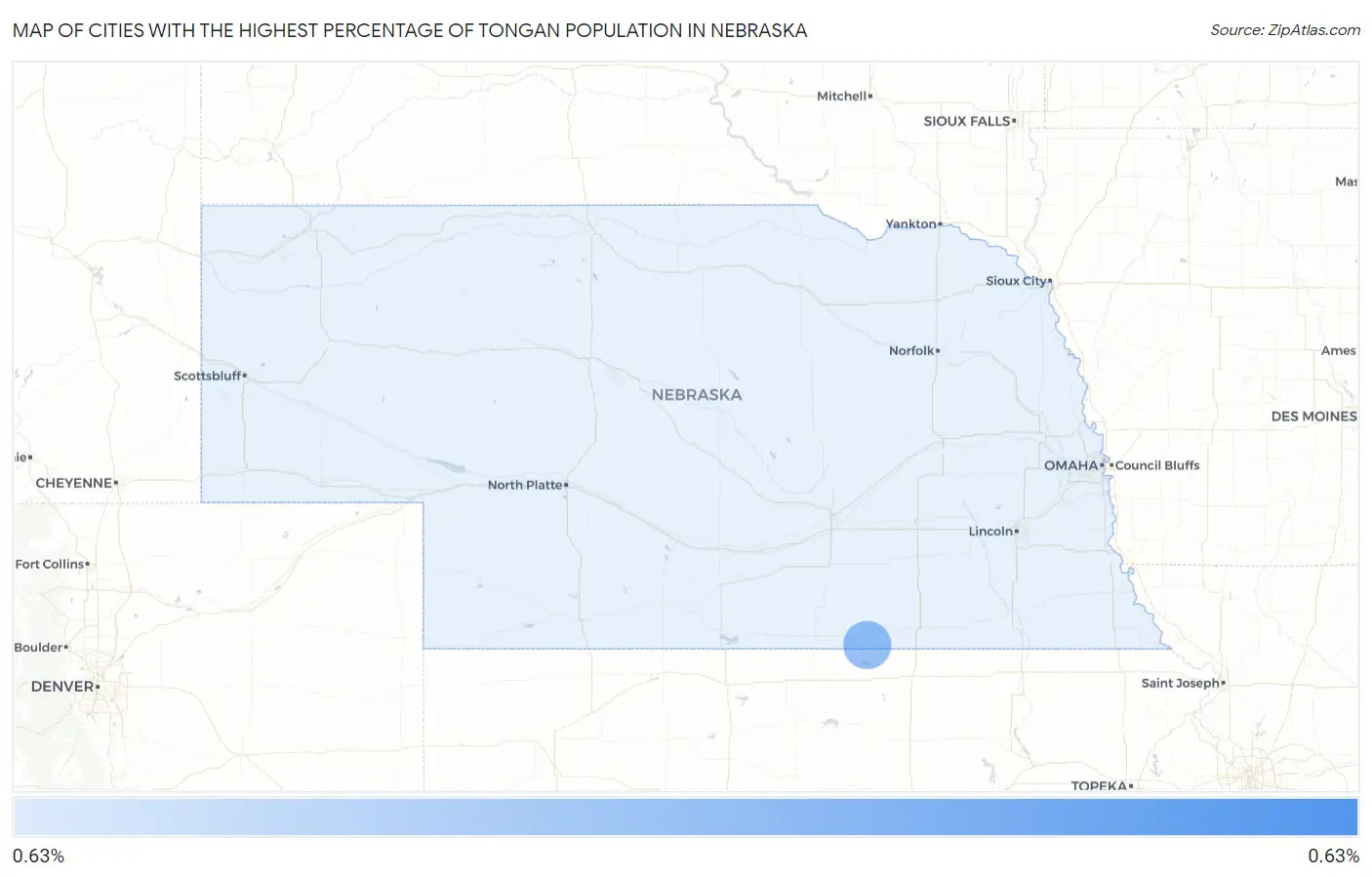 Cities with the Highest Percentage of Tongan Population in Nebraska Map