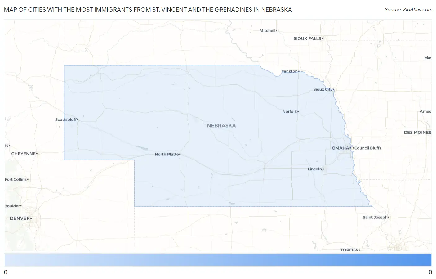 Cities with the Most Immigrants from St. Vincent and the Grenadines in Nebraska Map