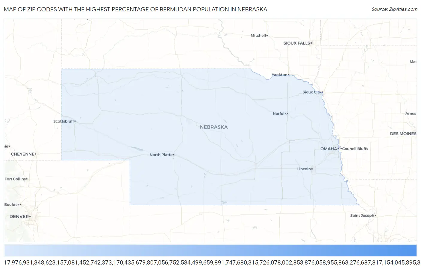 Zip Codes with the Highest Percentage of Bermudan Population in Nebraska Map
