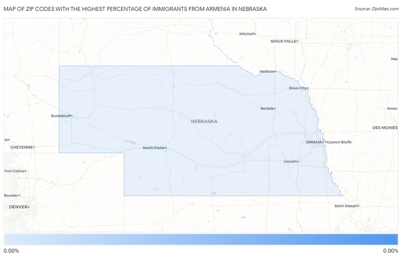 Zip Codes with the Highest Percentage of Immigrants from Armenia in Nebraska Map