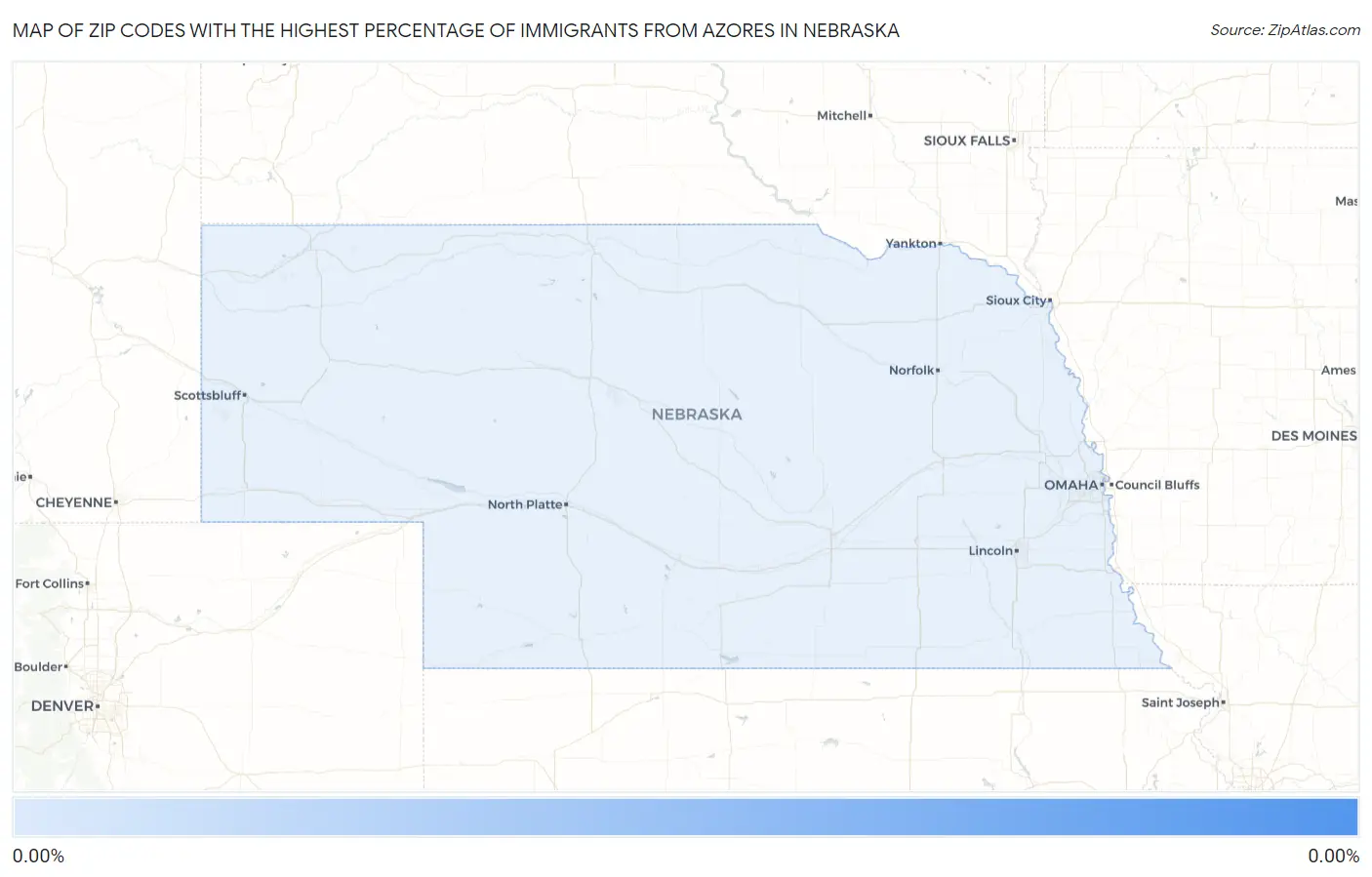 Zip Codes with the Highest Percentage of Immigrants from Azores in Nebraska Map