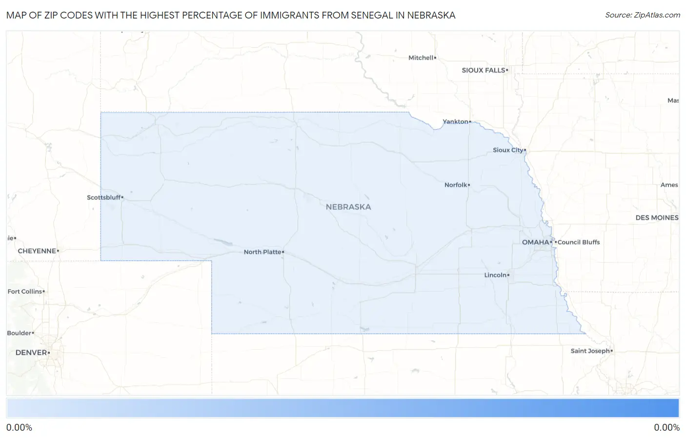 Zip Codes with the Highest Percentage of Immigrants from Senegal in Nebraska Map