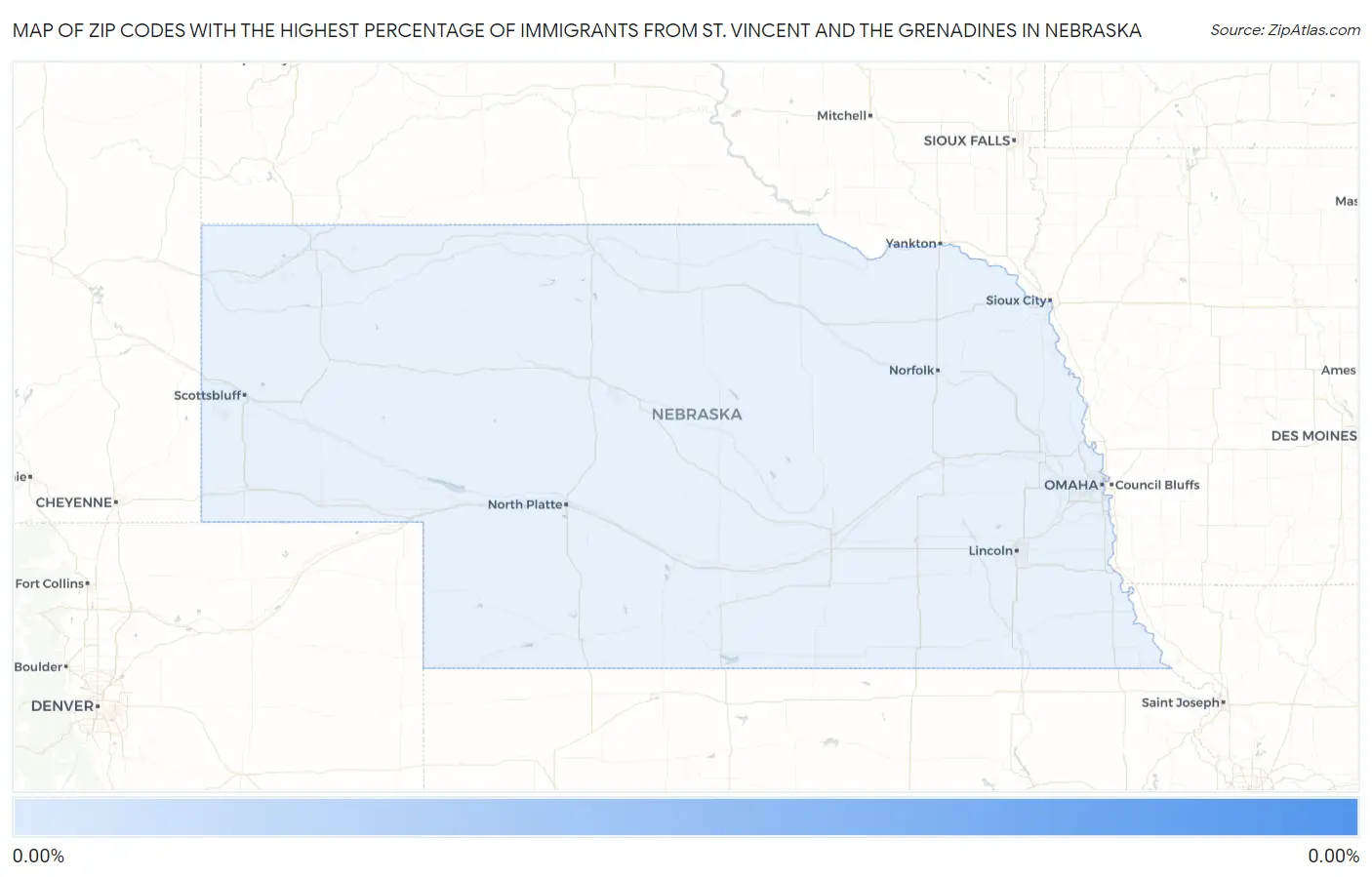 Zip Codes with the Highest Percentage of Immigrants from St. Vincent and the Grenadines in Nebraska Map