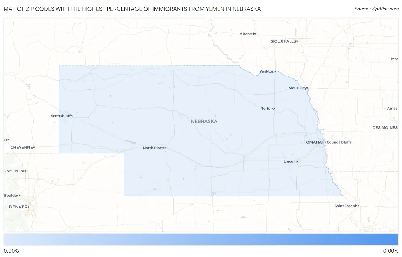 Zip Codes with the Highest Percentage of Immigrants from Yemen in Nebraska Map