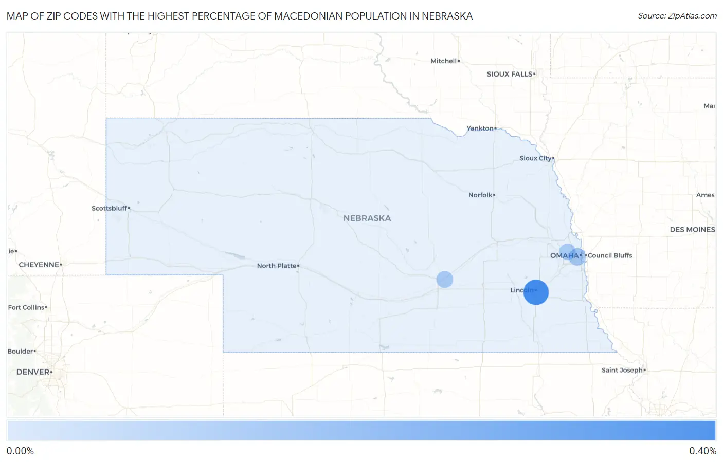 Zip Codes with the Highest Percentage of Macedonian Population in Nebraska Map