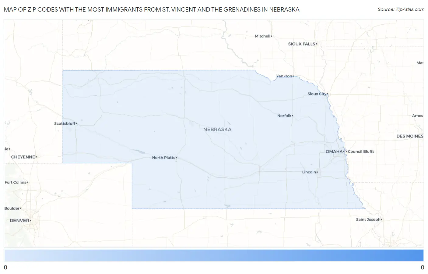 Zip Codes with the Most Immigrants from St. Vincent and the Grenadines in Nebraska Map