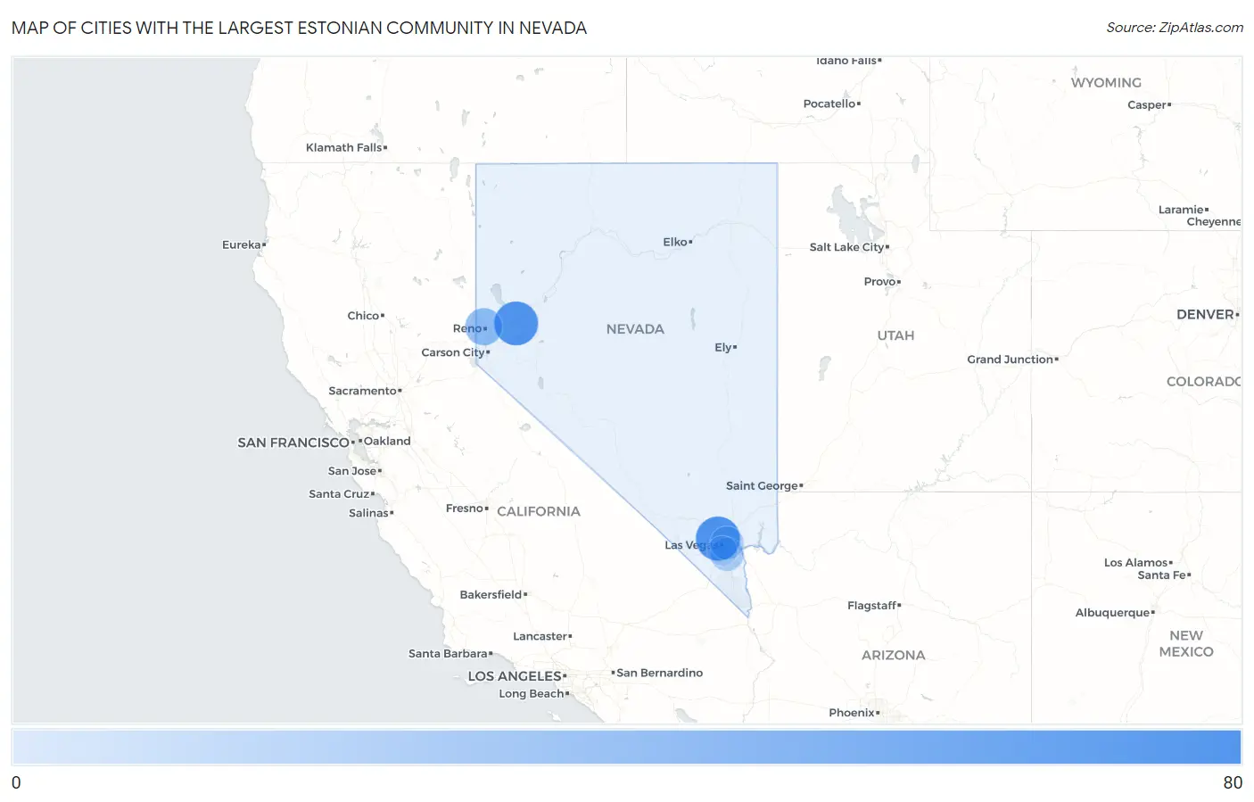 Cities with the Largest Estonian Community in Nevada Map