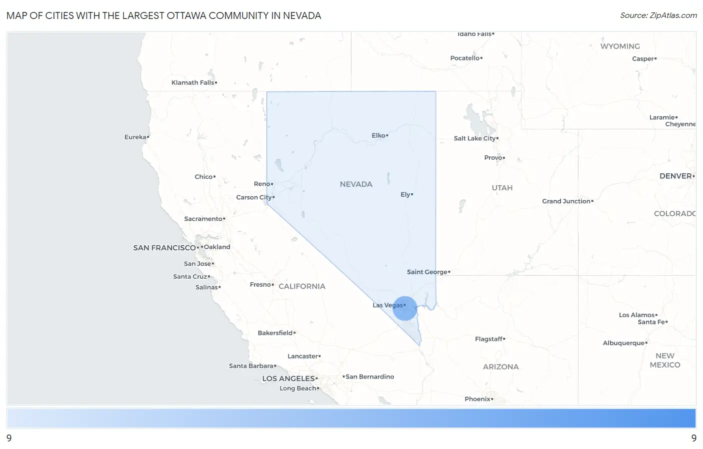 Cities with the Largest Ottawa Community in Nevada Map