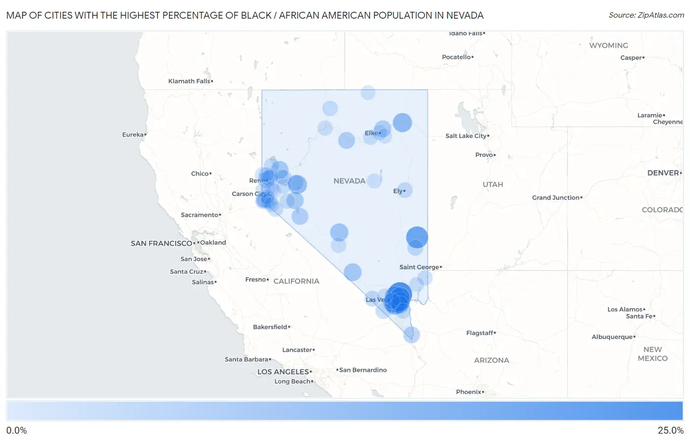 Cities with the Highest Percentage of Black / African American Population in Nevada Map