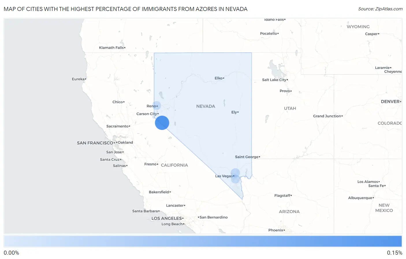 Cities with the Highest Percentage of Immigrants from Azores in Nevada Map