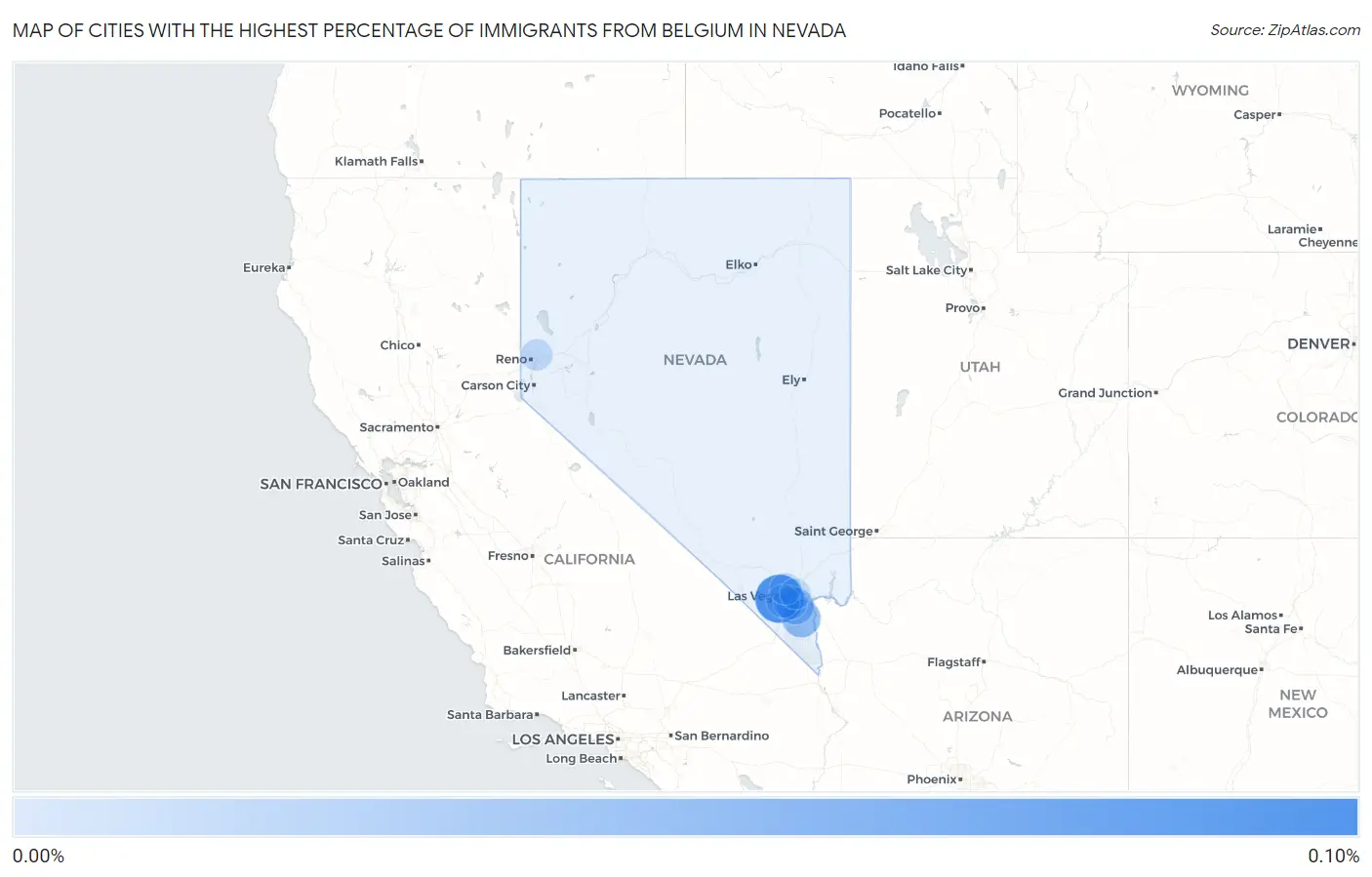 Cities with the Highest Percentage of Immigrants from Belgium in Nevada Map